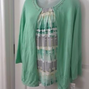 Alfred Dunner Green & Yellow Blouse